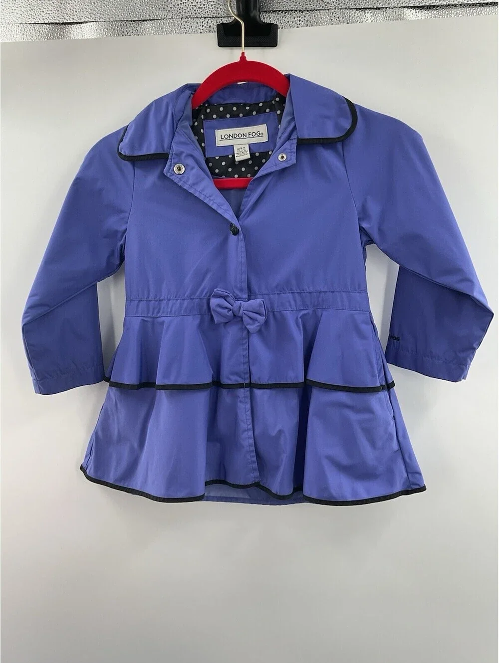 London Fog girls size medium 5-6 rain jacket purple snap￼085